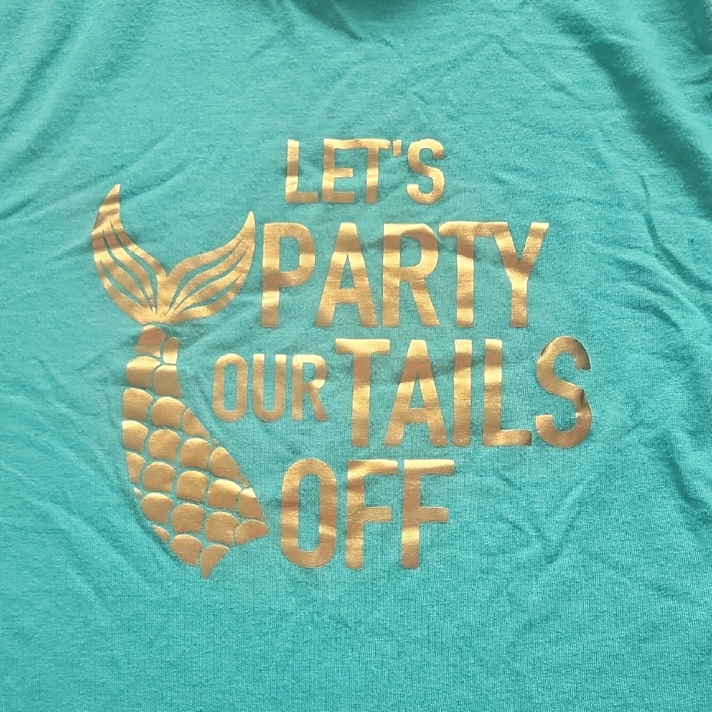 Teal T-Shirt with Gold Mermaid Print